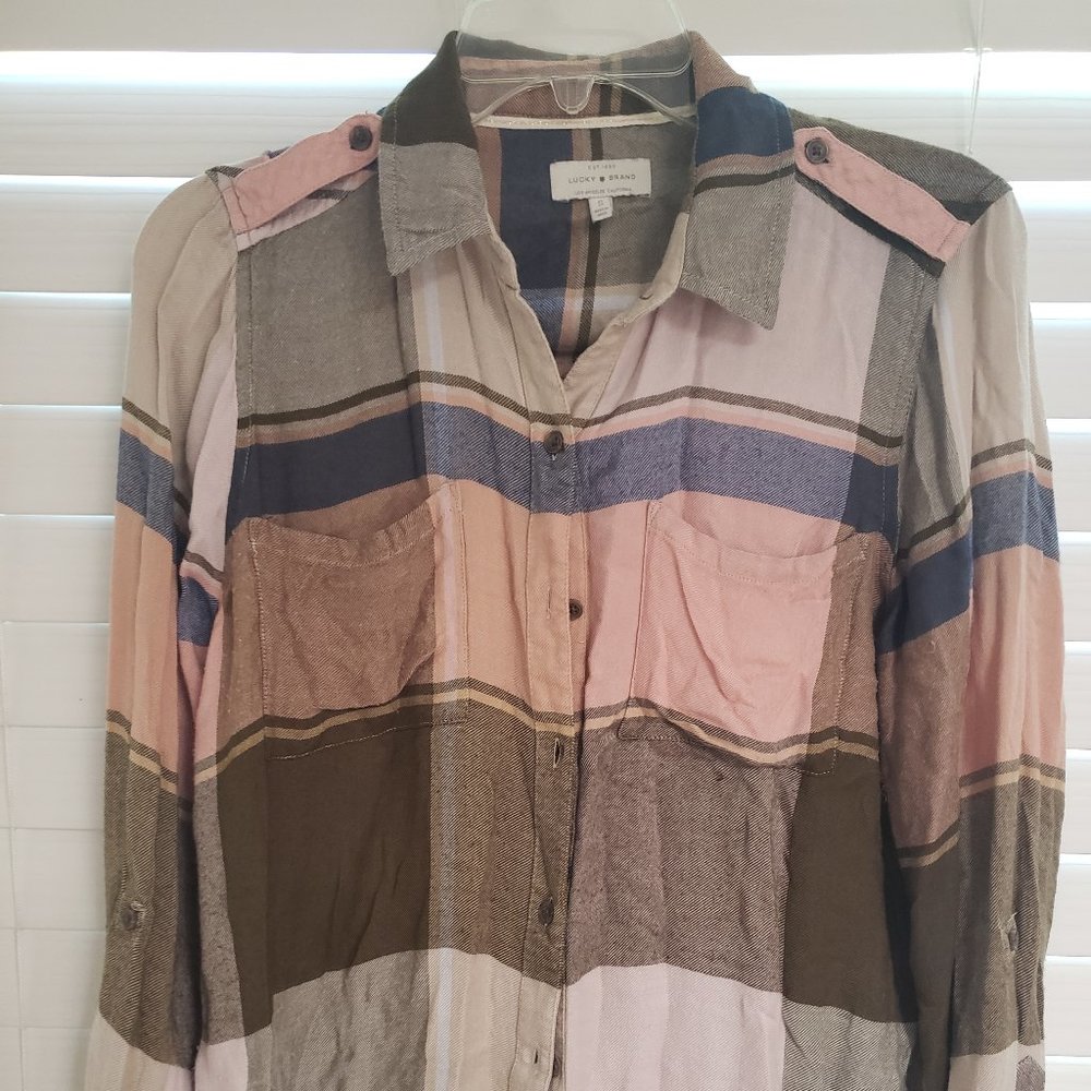 Lucky Brand Plaid long sleeve button down  Size Small
